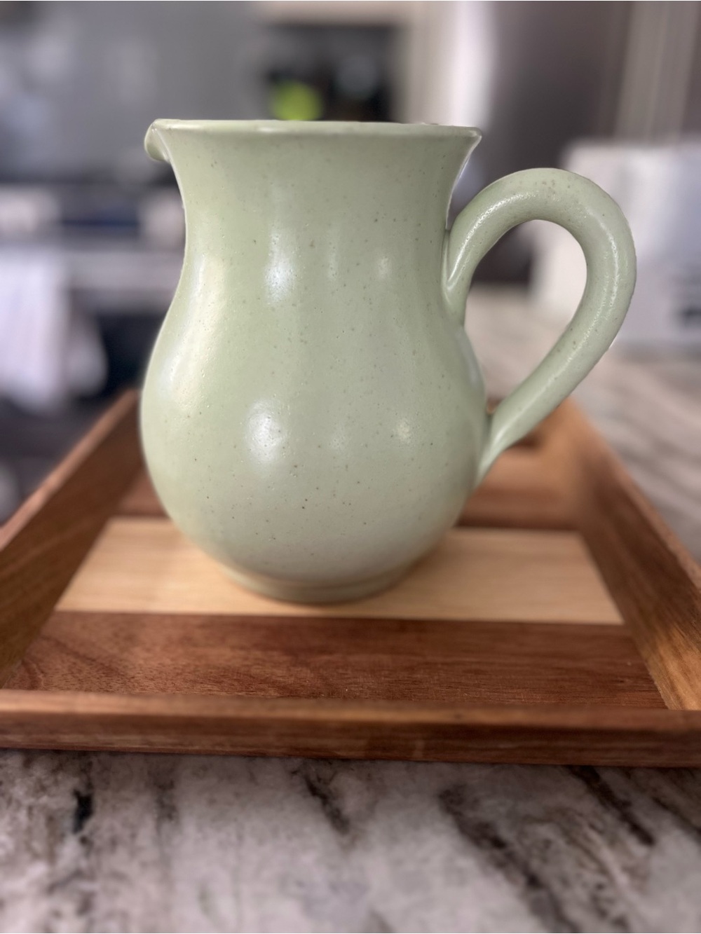 Speckled Pale Green Ceramic Pitcher
